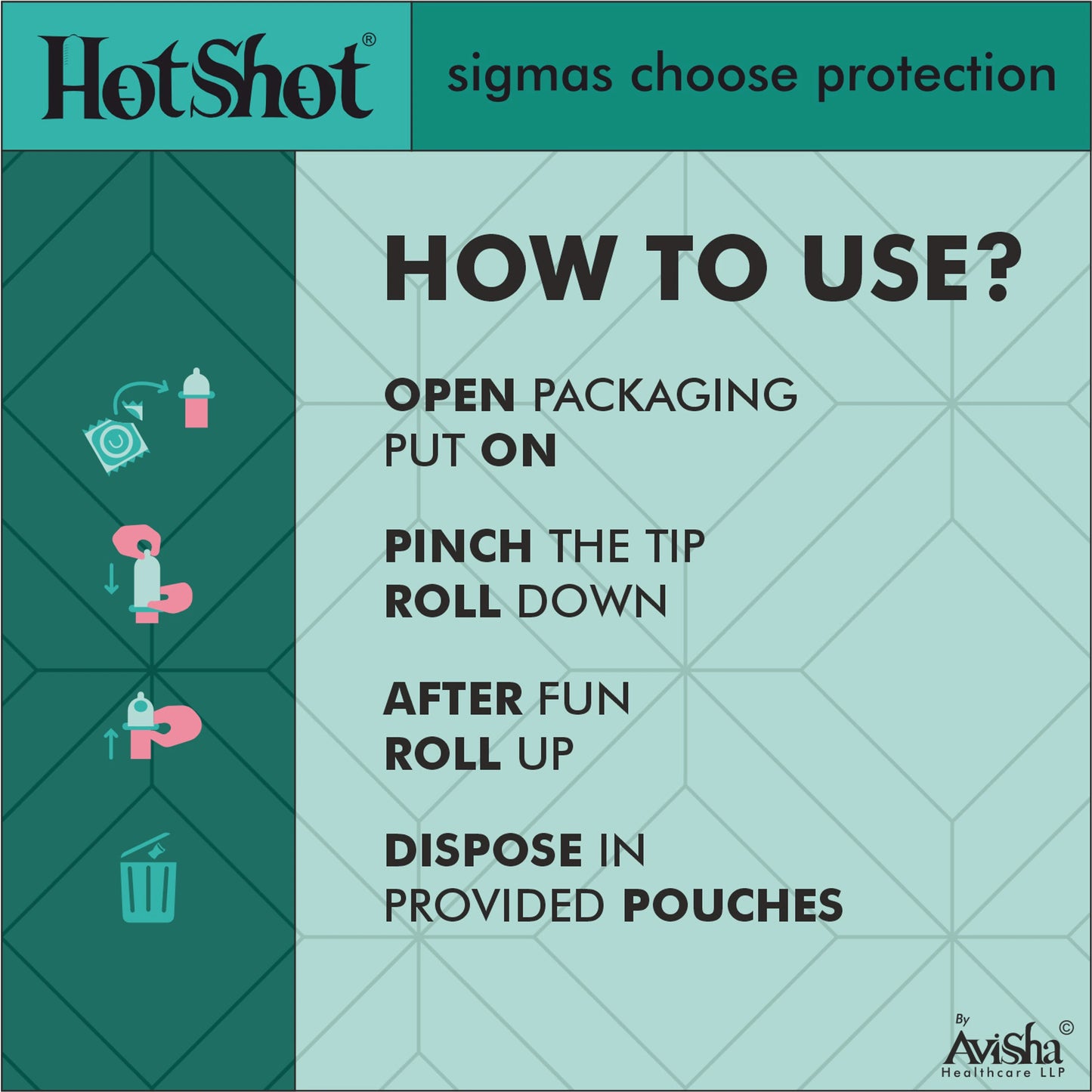 HOTSHOT HONEYMOON VARIETY Combo - 4IN1, 3IN1, Ultra Thin, Extra Ribs, 1600 Dot, Pleasure Condom (Set of 6, 60 Condoms)